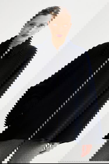 Jakke Samsoe Samsoe ALMA Wool Cape Jacket Mørkeblå | F23300184, 3