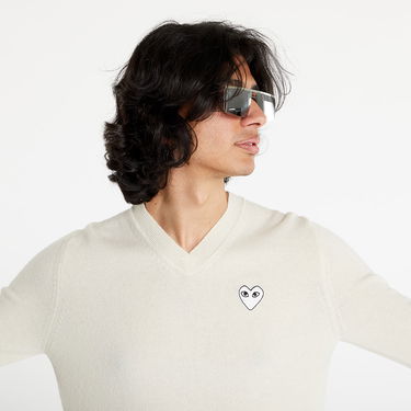 Sweater Comme des Garçons PLAY White Heart Pullover Beige | P1N064, 1