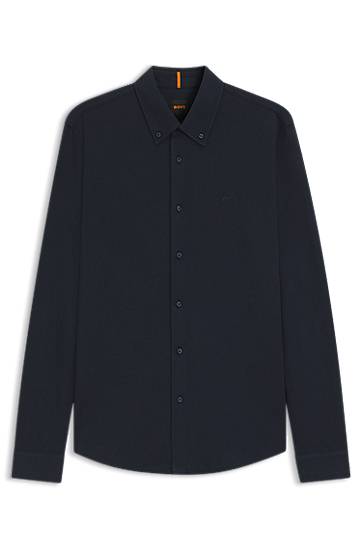 Skjorte BOSS Slim-Fit Cotton Jersey Shirt Mørkeblå | 50543089