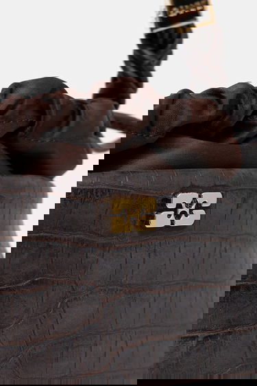 Håndtaske GANNI Bou Braided Handle Crocodile-Embossed Drawstring Bucket Bag Brun | A6697, 3