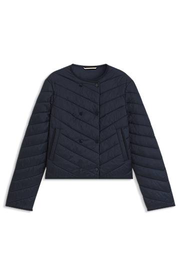 Puffer jakke BOSS Water-Repellent Double-Breasted Quilted Jacket Mørkeblå | 50543249