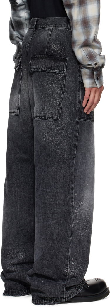 Jeans We11done Carpenter Wide-Leg Distressed Paint Splatter Jeans Sort | WD-DP2-25-340-M-BK, 2
