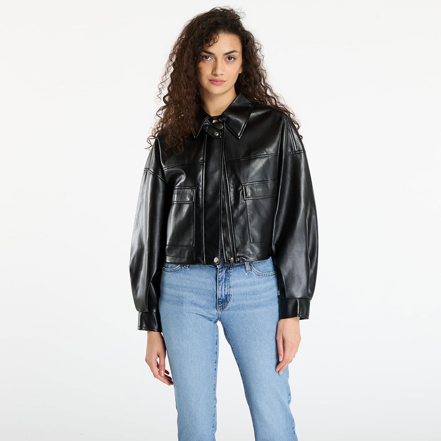Jakke GUESS Flaminia Crop Pu Jacket Sort | W5BL87WF8P0-JBLK, 0