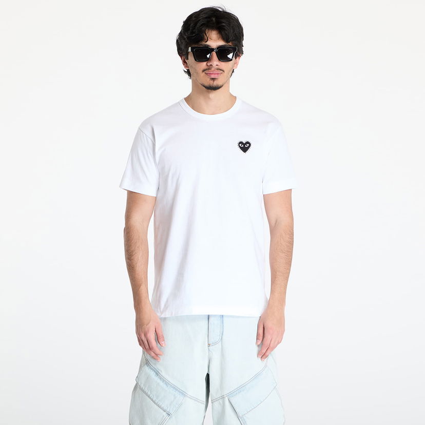 T-shirt Comme des Garçons Comme des Garçons PLAY Emblem Rhinestone T-Shirt Hvid | AX-T801 WHITExBLACK