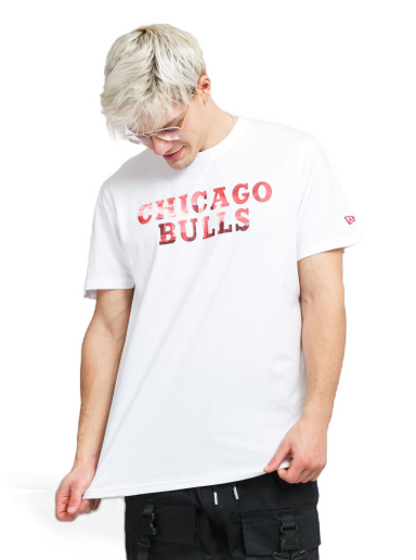 T-shirt New Era NBA Photographic Wordmark Tee Bulls Hvid | 12869842