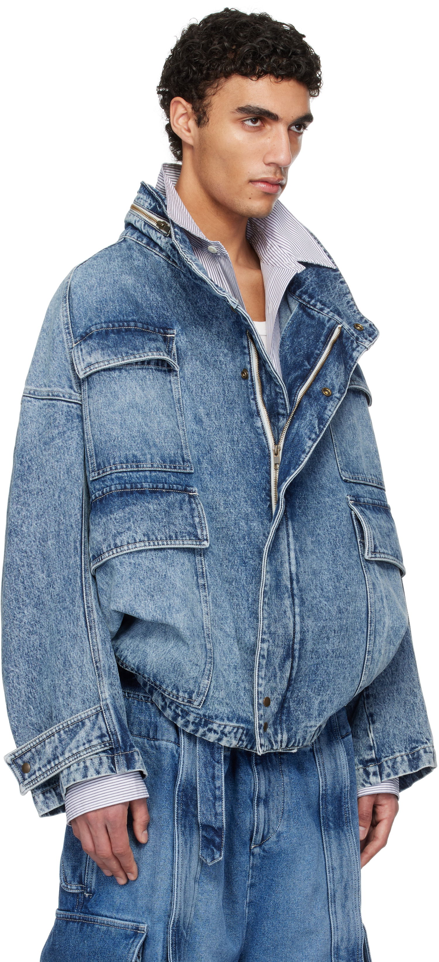 Jakke HED MAYNER Hed Mayner Flap Pocket Denim Jacket Blå | HMMA67024A-HA190, 1