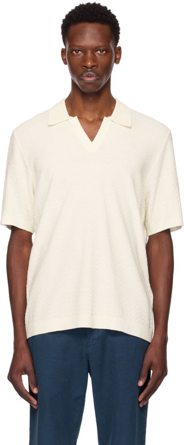 Polo skjorte rag & bone Rag & Bone Zuma Herringbone Knit Polo Hvid | MBS25P019NC19, 0