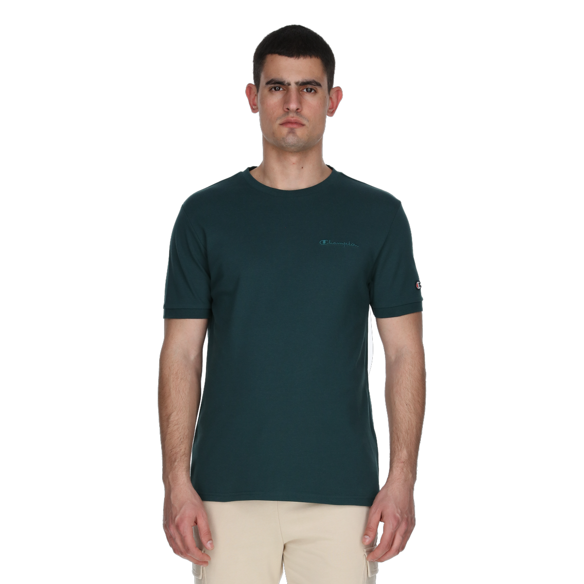 T-shirt Champion Crewneck T-Shirt Embroidered Grøn | 221483-GS508, 0