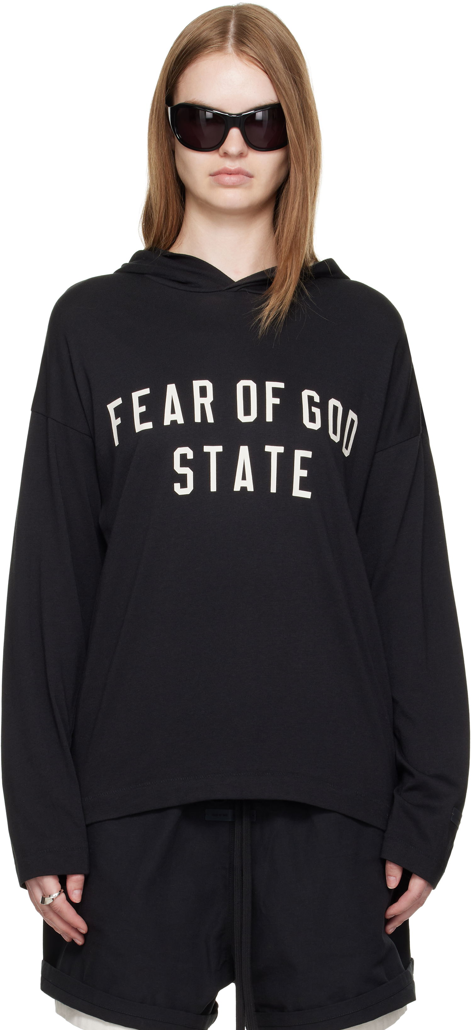 Sweatshirt Fear of God Fear of God ESSENTIALS Long Sleeve Hoodie Sort | 125SP257170FW, 0