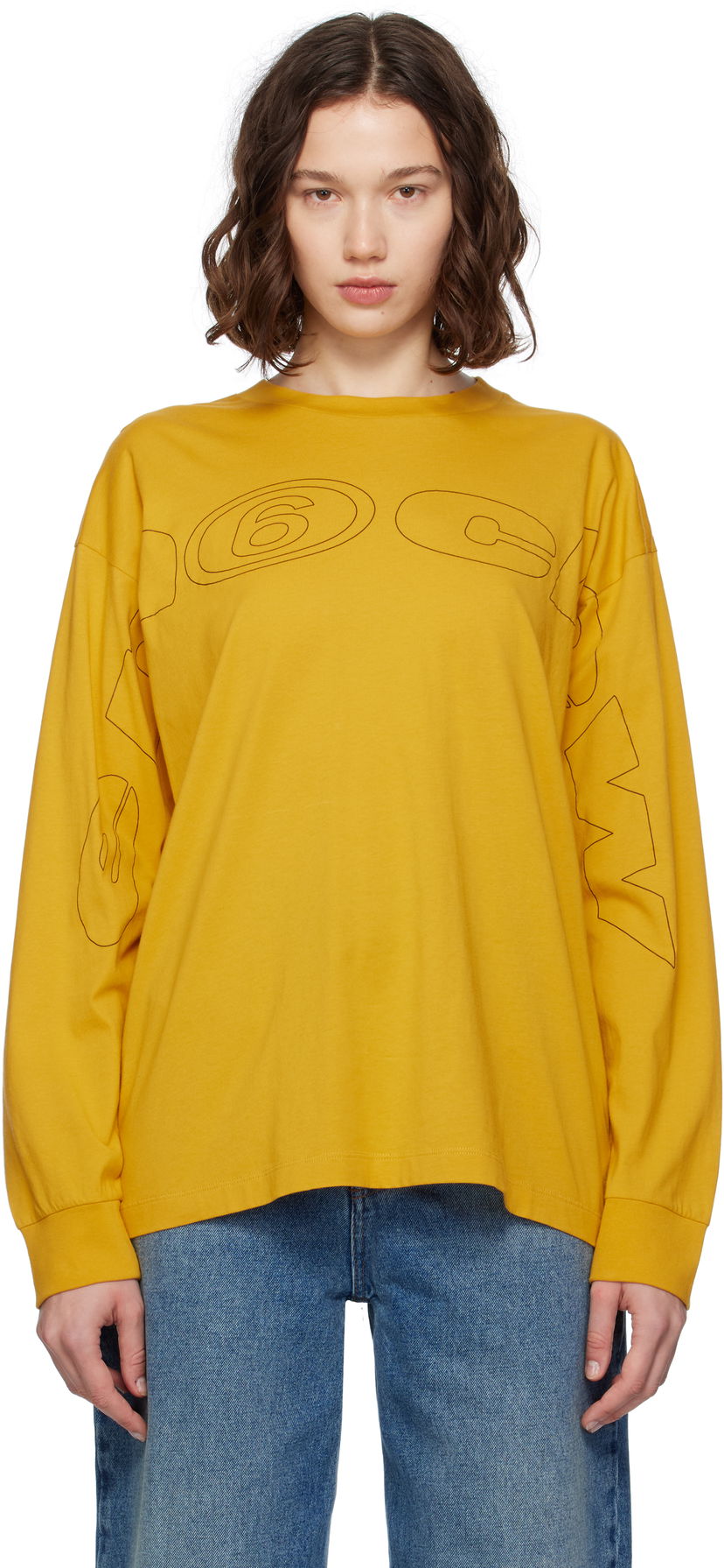 T-shirt Maison Margiela MM6 Maison Margiela Long Sleeve T-Shirt Gul | SH0NH0017 S24312