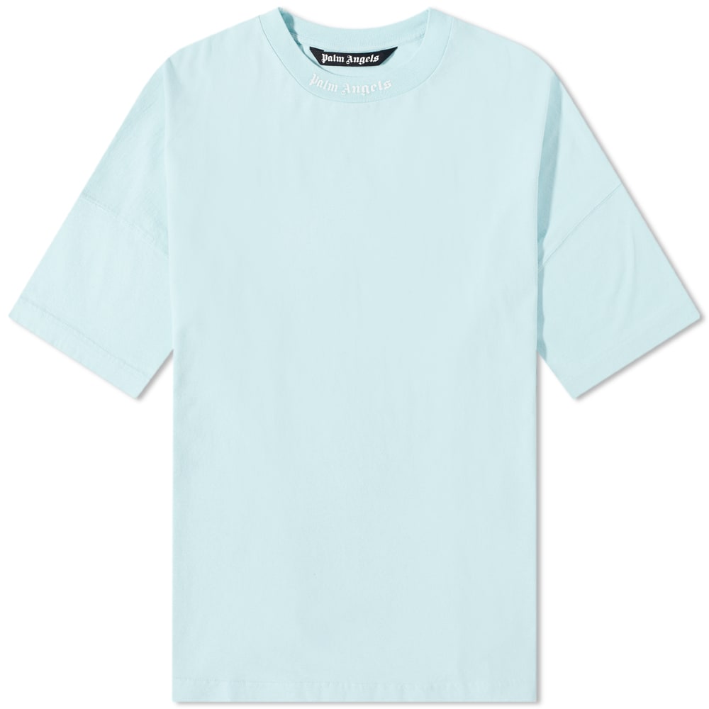 T-shirt Palm Angels Oversized Mock Neck Logo Tee Turkis | PMAA002C99JER0064001, 0
