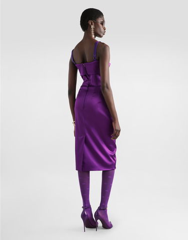 Kjole Dolce & Gabbana Dolce & Gabbana Fitted Satin Dress Lilla | F60AWTFURHMF0571, 2