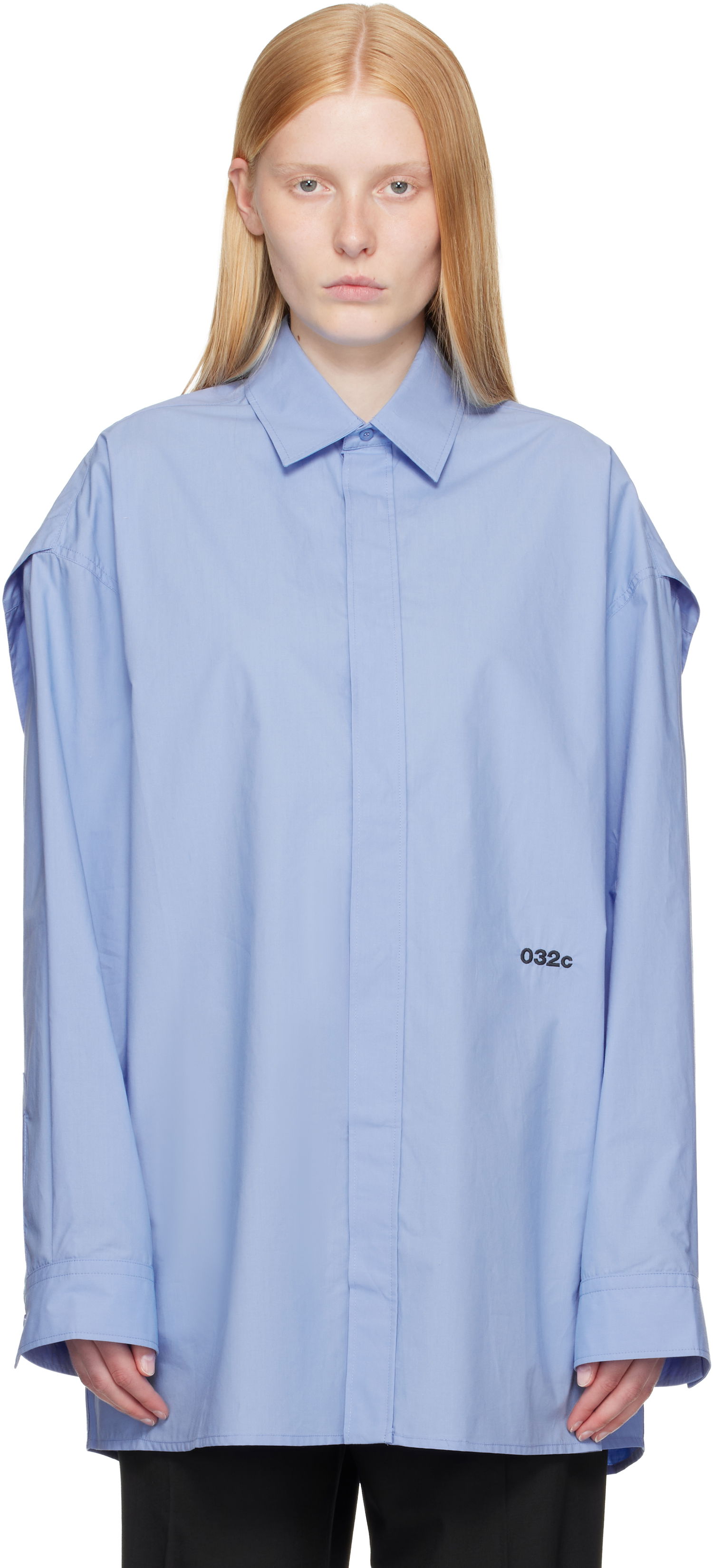 Skjorte 032C 032c Oversized 'Please Steam' Shirt Blå | S25-URW-1309-300-W, 0