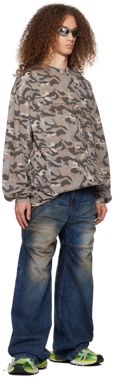 Sweater We11done We11done Camo Long Sleeve T-Shirt Grå | WD-TT0-24-792-U-GY, 4