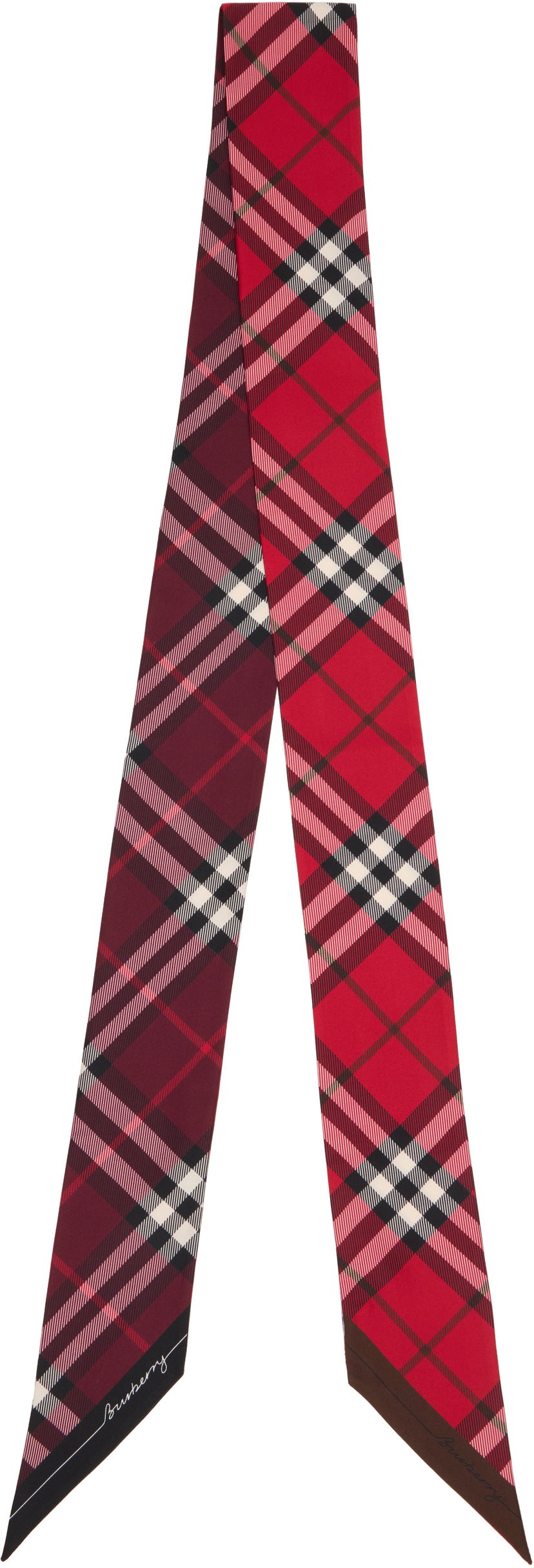 Tørklæde Burberry Burberry Skinny Contrast Check Silk Scarf Rød | 8110367