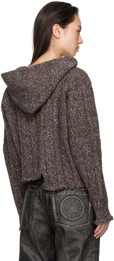 Sweater Ottolinger Ottolinger Knit Open Collar Cropped Hoodie Brun | 1070203521, 2