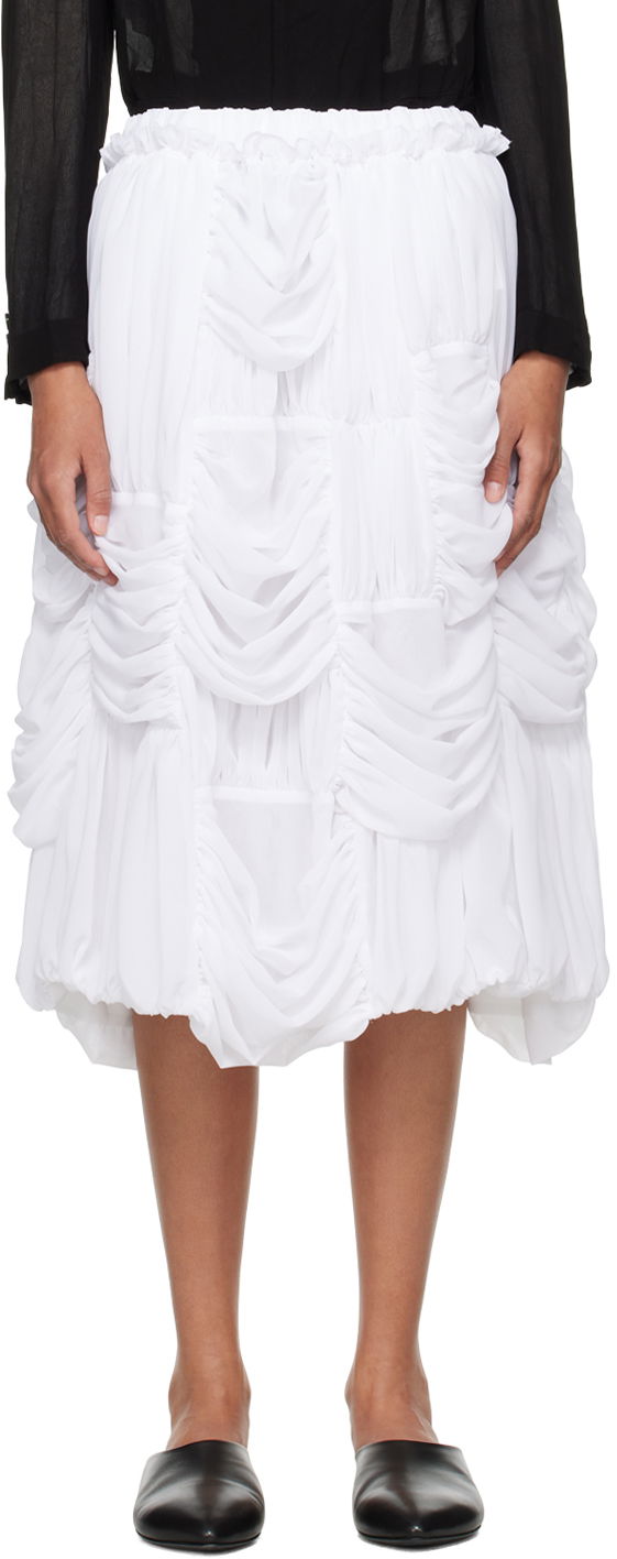 Nederdel Comme des Garçons Comme des Garçons Ruched Midi Skirt Hvid | RM-S016-051, 0