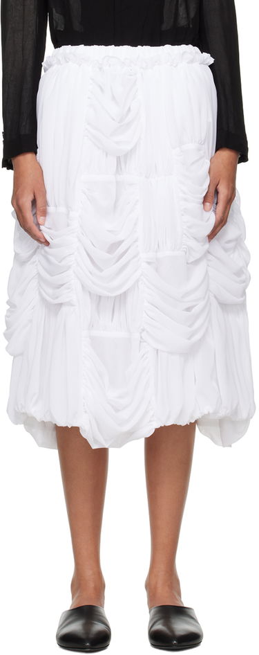 Nederdel Comme des Garçons Comme des Garçons Ruched Midi Skirt Hvid | RM-S016-051, 0