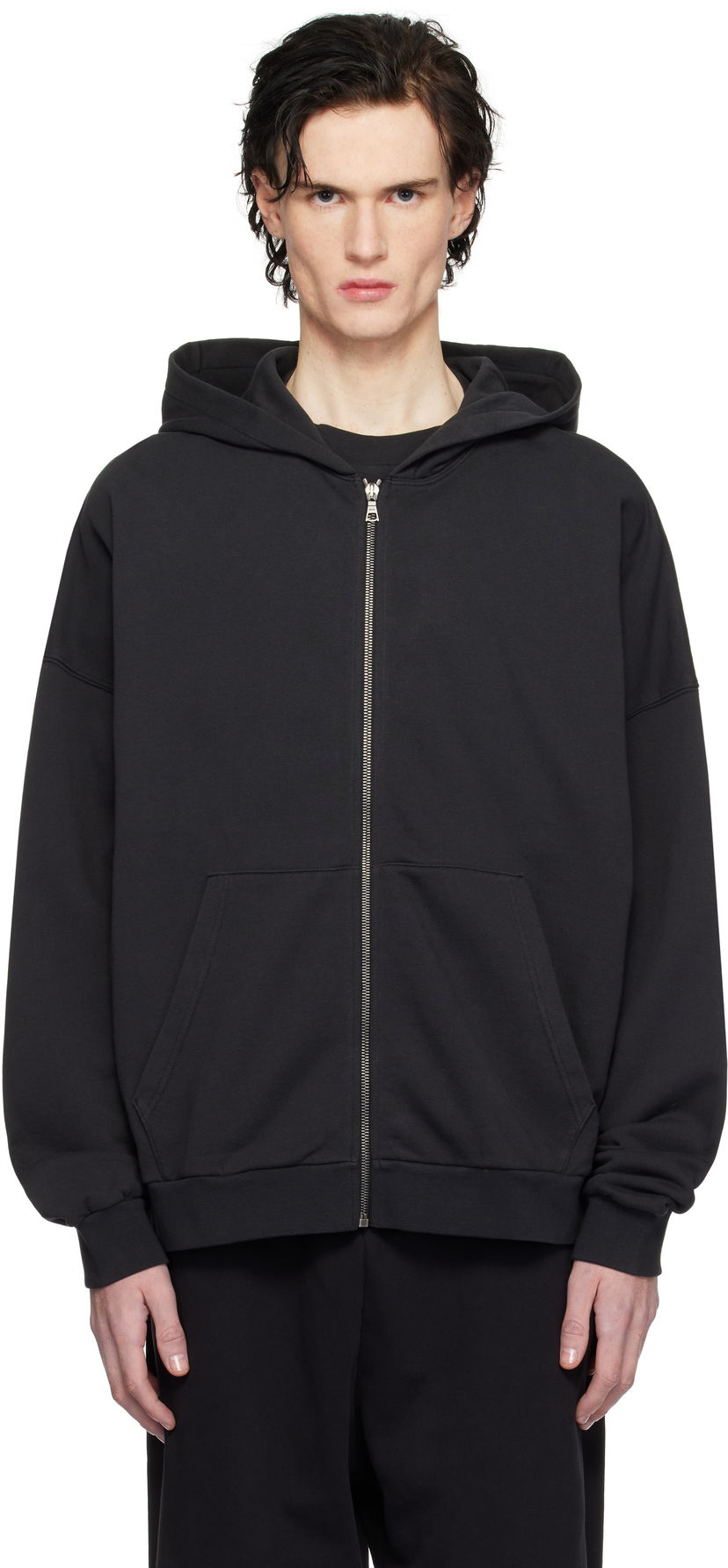 Sweatshirt Palm Angels Logo Zip Hoodie Sort | PMBE016S25FLE0031003