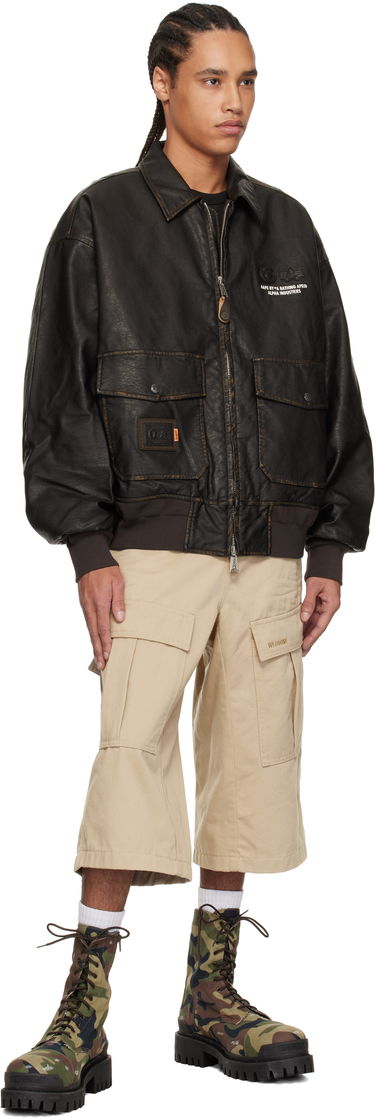 Bomberjakke AAPE by A Bathing Ape AAPE by A Bathing Ape Alpha Industries Edition Faux-Leather Bomber Jacket Sort | AAPJKM9717XXNBWD, 3