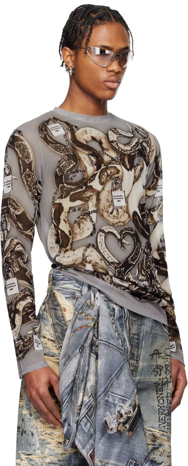 T-shirt Acne Studios Acne Studios Printed Mesh Long Sleeve T-Shirt Grå | BL0406-, 1