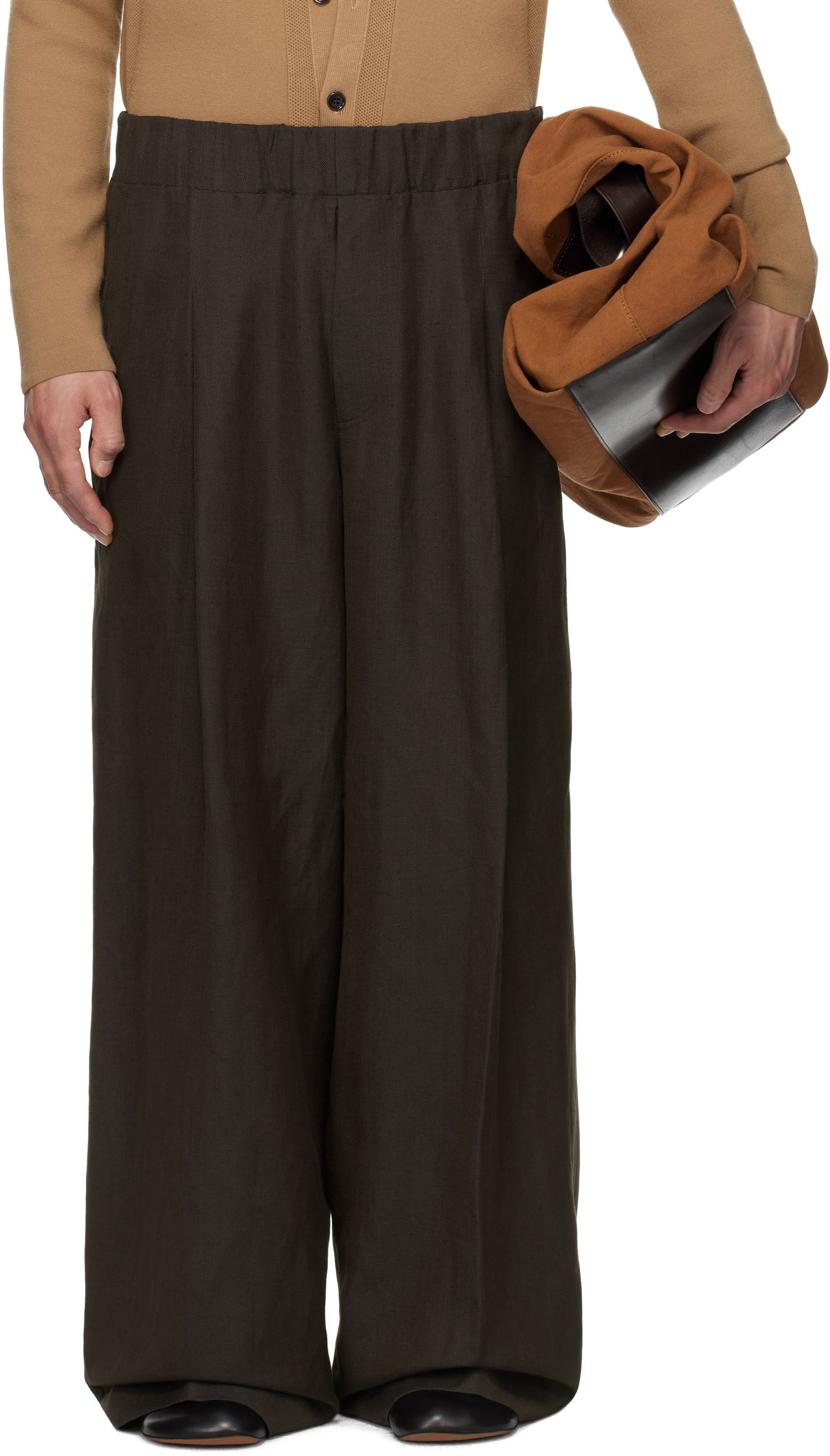 Bukser Dries Van Noten Dries Van Noten Drawstring Wide-Leg Trousers Brun | 251-020907-1304, 0