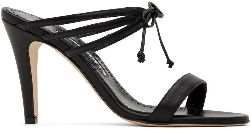 Tilbehør Manolo Blahnik Manolo Blahnik Bomasan Tie Heeled Sandals Sort | 423-1653, 0