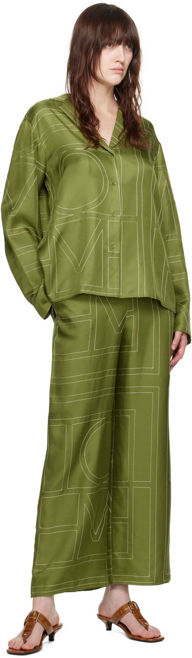 Skjorte TOTEME TOTEME Monogram Embroidered Shirt Grøn | 241-WRT976-FB0089, 3