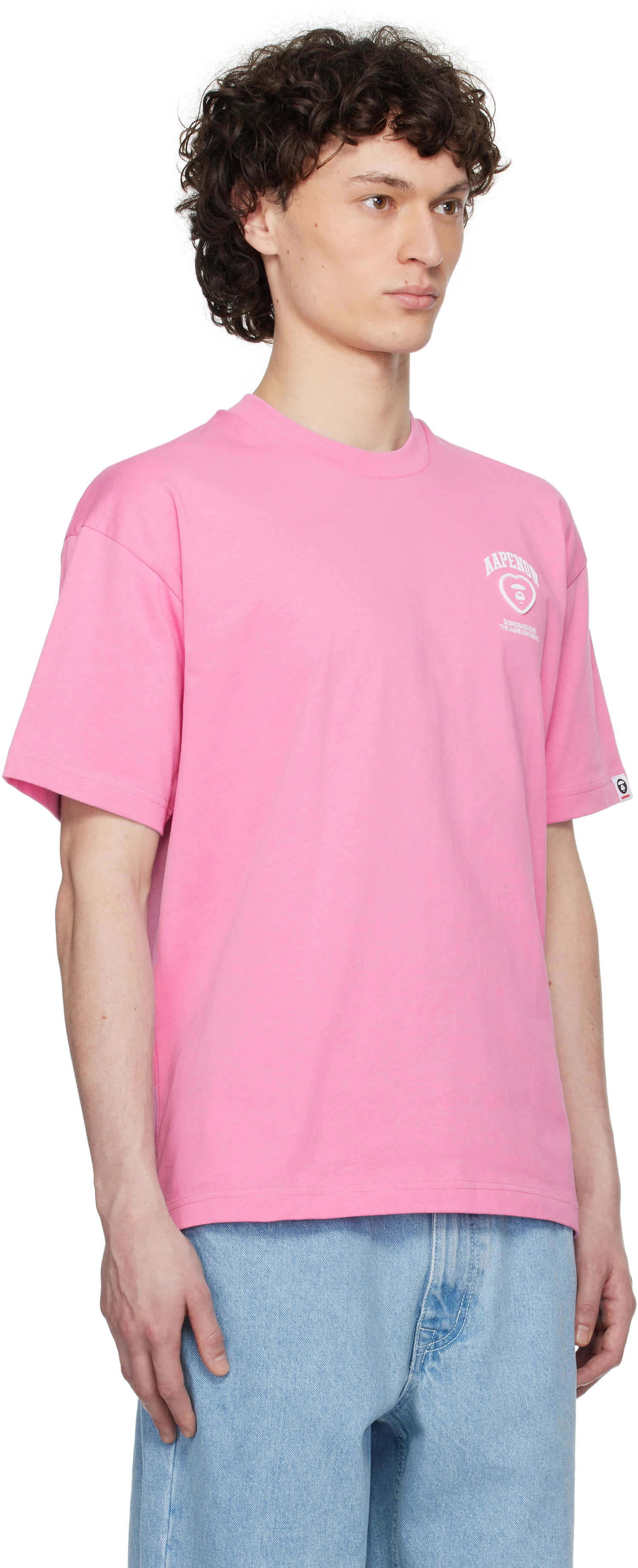 T-shirt AAPE by A Bathing Ape AAPE by A Bathing Ape 'AAPE Now' Moonface Heart Logo T-Shirt Lyserød | AAPTEM1600XXNPKX, 1