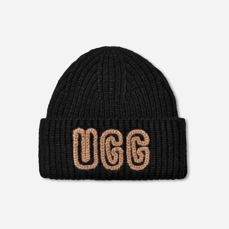 Beanie UGG Ribbed Beanie Sort | 102345-BLK