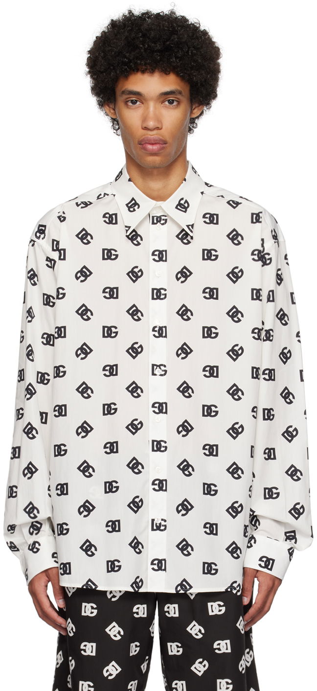 Skjorte Dolce & Gabbana White Monogram Shirt Hvid | G5IT7THS5OO