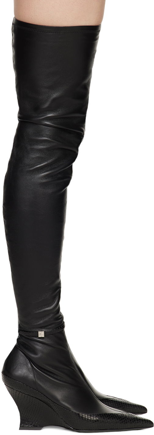 Tøj Givenchy Givenchy Raven Thigh-High Wedge Boots Sort | BE7038E22G001, 0