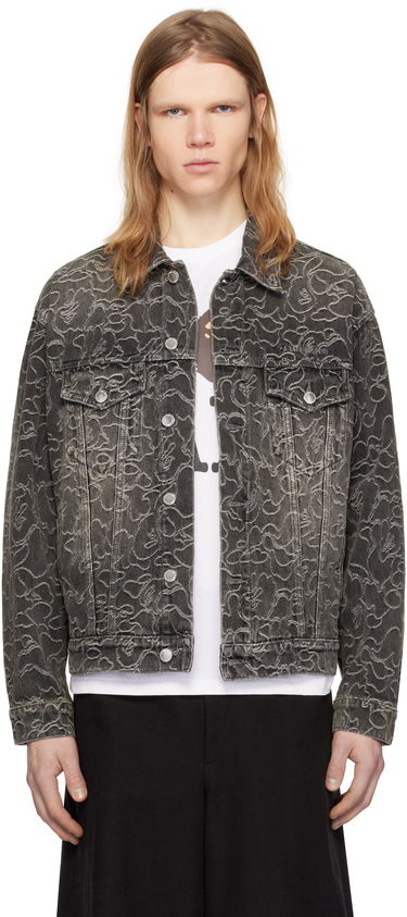 Bomberjakke BAPE Line Camo Jacquard Denim Jacket Sort | 001LJK801326M, 0