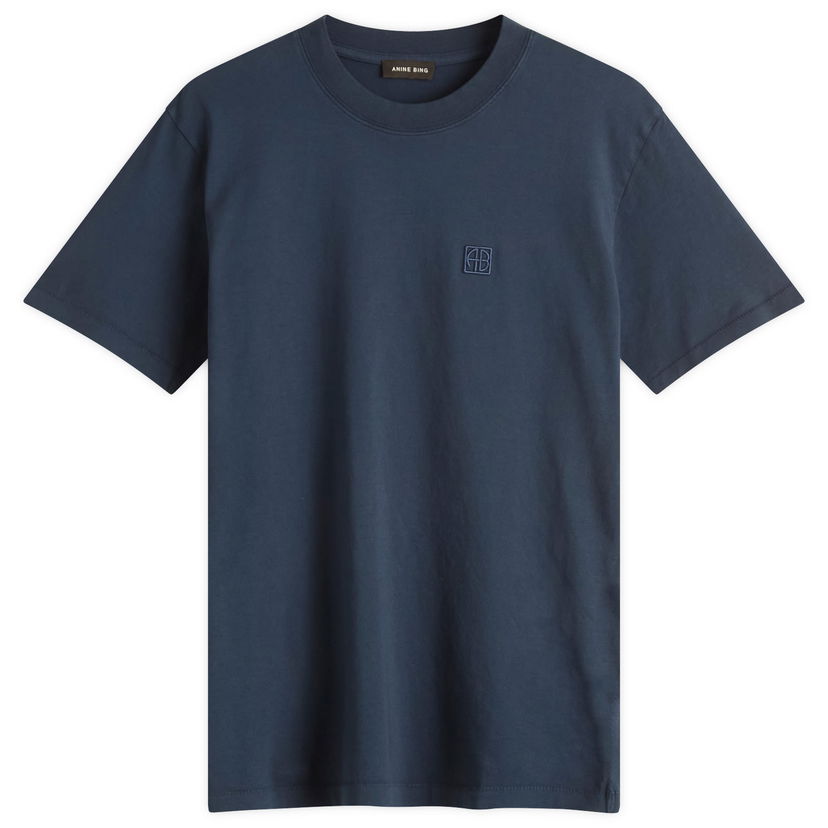 T-shirt Anine Bing Lili Framed Monogram T-Shirt, Size Large Mørkeblå | A-08-11206-BEL26