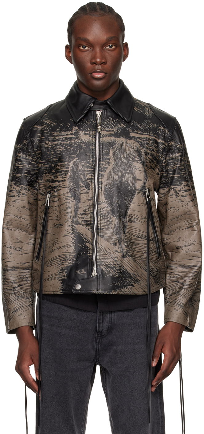 Jakke Eytys EYTYS Dixon Printed Leather Jacket Grå | A300002