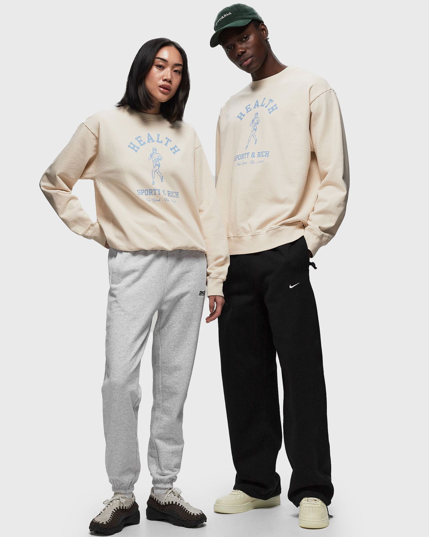 Sweatshirt Sporty & Rich NY Running Club Sweatshirt Beige | CRAW2348CR, 1