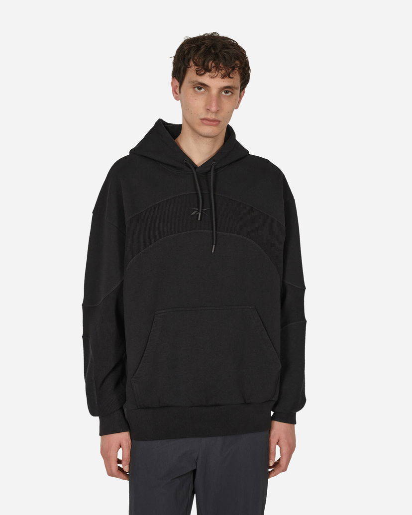 Sweatshirt Reebok Waffle Pattern Logo Hoodie Black Sort | RMBB003C99FLE001