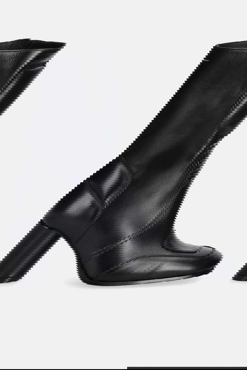 Sneakers og sko Maison Margiela MM6 Maison Margiela Leather Square Toe Heeled Ankle Boots with Padded Panel Sort | S66WU0136.P3350.T8013, 1
