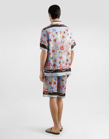 Shorts Dolce & Gabbana Dolce & Gabbana Shell-Print Linen Drawstring Shorts Blå | GV37ATFP4NRHC5PJ, 2