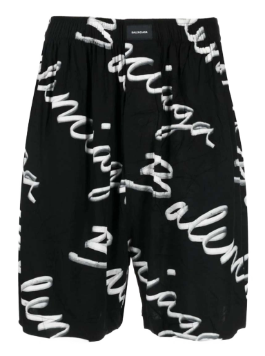 Shorts Balenciaga Scribble Logo Bermuda Shorts Sort | 672410TML131070