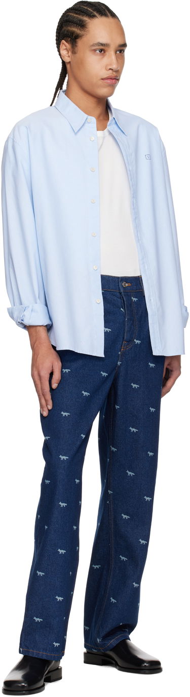 Jeans MAISON KITSUNÉ Maison Kitsuné Fox Print Relaxed Jeans Blå | OM01105WD4014, 3