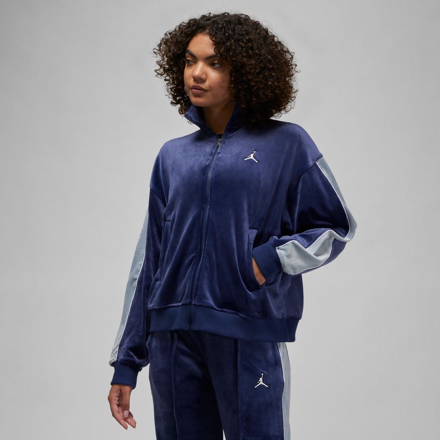 Sweatshirt Jordan Flight Velour Full-Zip Hoodie Mørkeblå | DV1396-410, 0