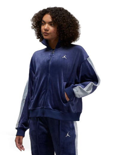 Sweatshirt Jordan Flight Velour Full-Zip Hoodie Mørkeblå | DV1396-410