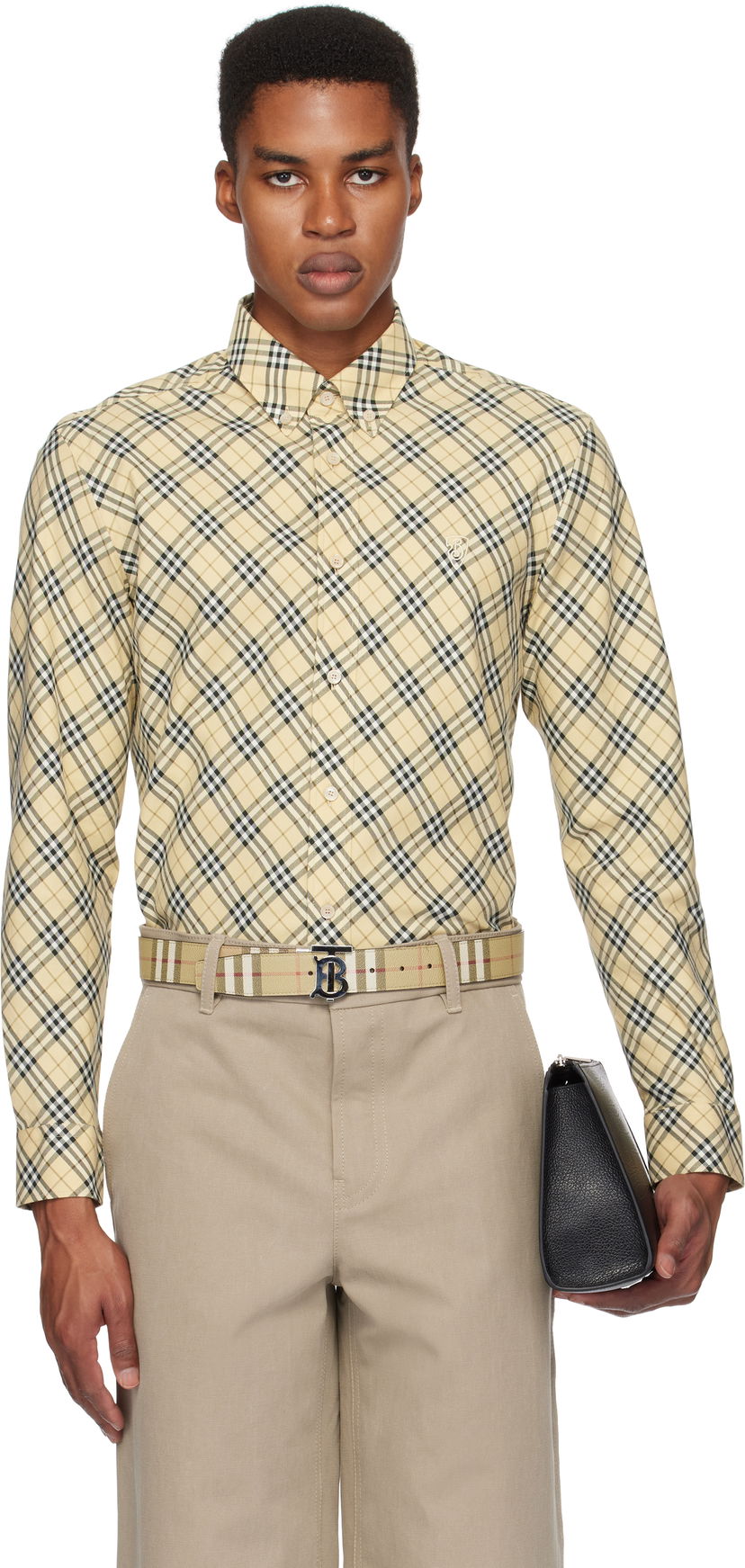 Skjorte Burberry Check Cotton Shirt Gul | 8098843
