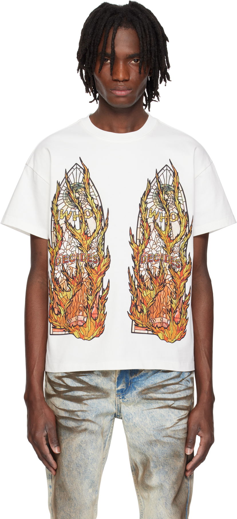 T-shirt Who Decides War Who Decides War Flame Glass T-Shirt Hvid | 1110030001SE25