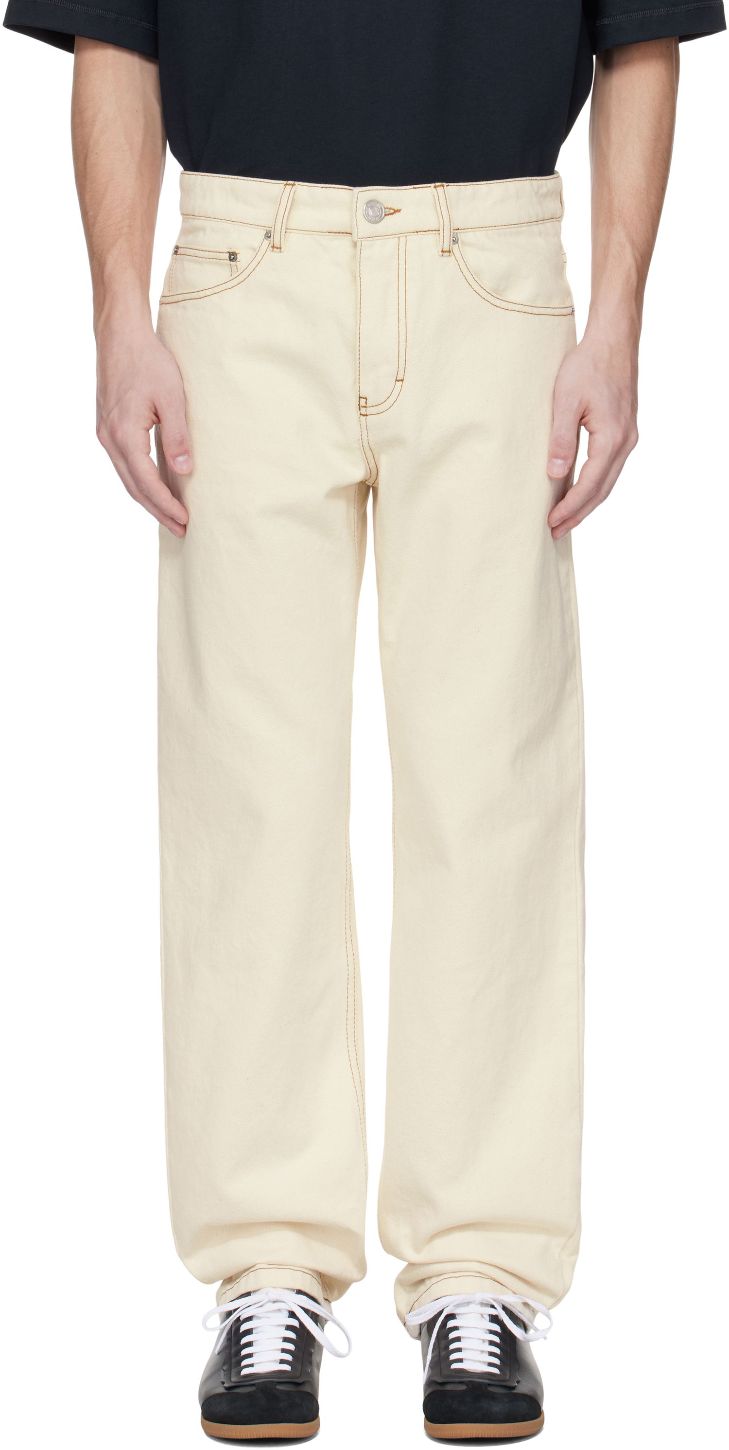 Jeans AMI AMI Paris Classic Fit Jeans Beige | HTR001.DE0039, 0