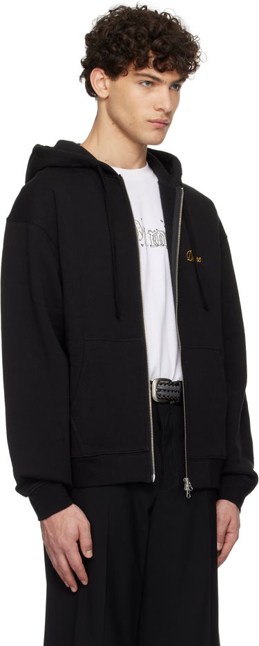 Sweatshirt Dime Cursive Logo Zip-Up Hoodie Sort | DIMEHO2453BLK, 1