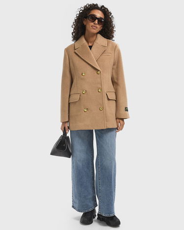 Jakke GANNI Double Faced Wool Double-Breasted Blazer Beige | W0876-399, 1