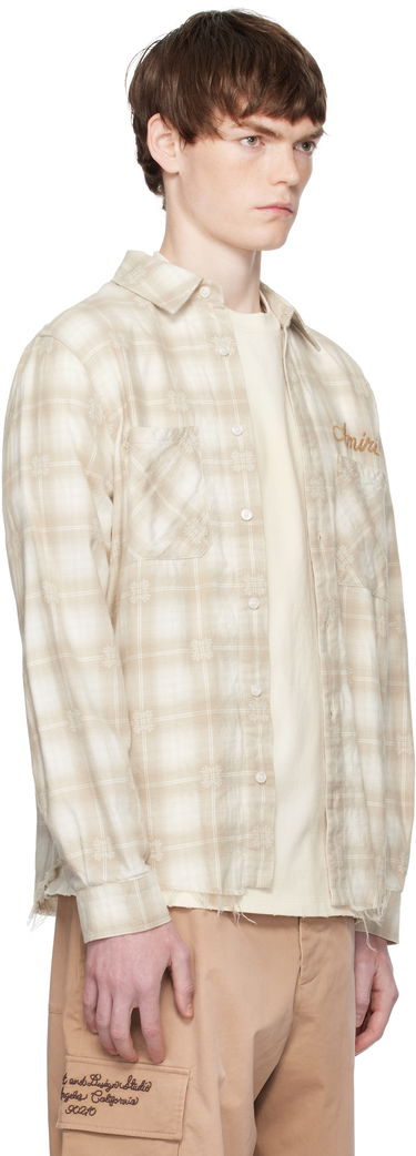 Skjorte AMIRI Amiri Bleach Bandana Patch Flannel Shirt Beige | AMSTFL1015, 1