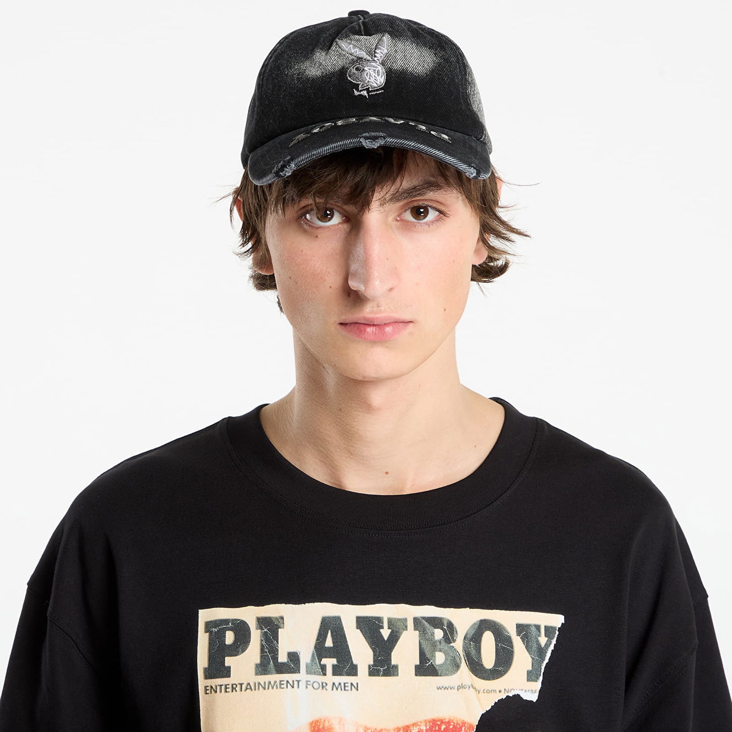 Kasket Footshop Playboy x FTSHP Denim Dadcap Black Sort | FTSHP_535, 0